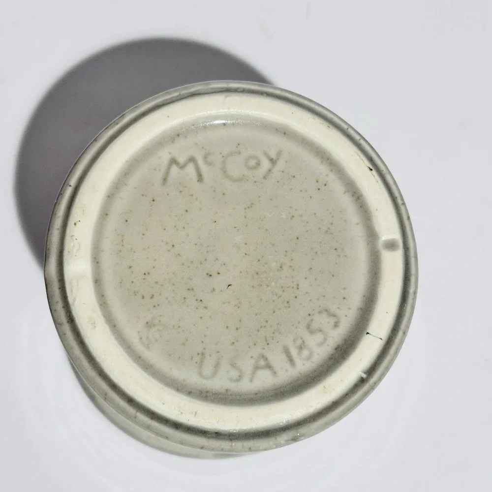 Vintage McCoy Blue Speckled Pottery‎ Preserves Jam Jar w Lid USA #1853